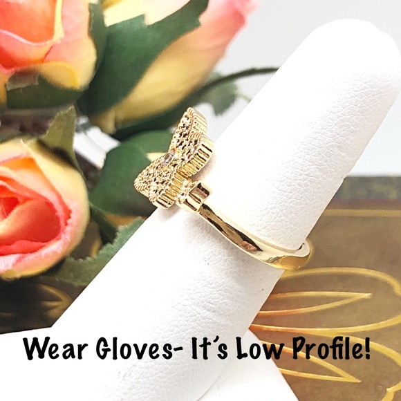 Sapphire Diamond CZ Butterfly Ring in Gold Filled, NWT. September Birthstone - Picture 5 of 11